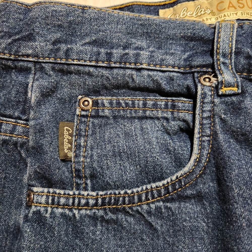 Cabela's Casuals Womens Red Fleece Lined Straight Blue Denim Jeans Size 12 - Picture 4 of 8